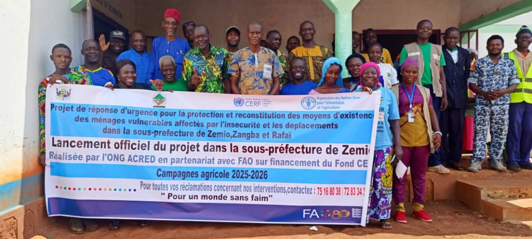 Réponse d’urgence pour la protection et reconstitution des moyens d’existence des ménages vulnérables affectés par l’insécurité et les déplacements dans les sous-préfectures de Zémio, Zangba