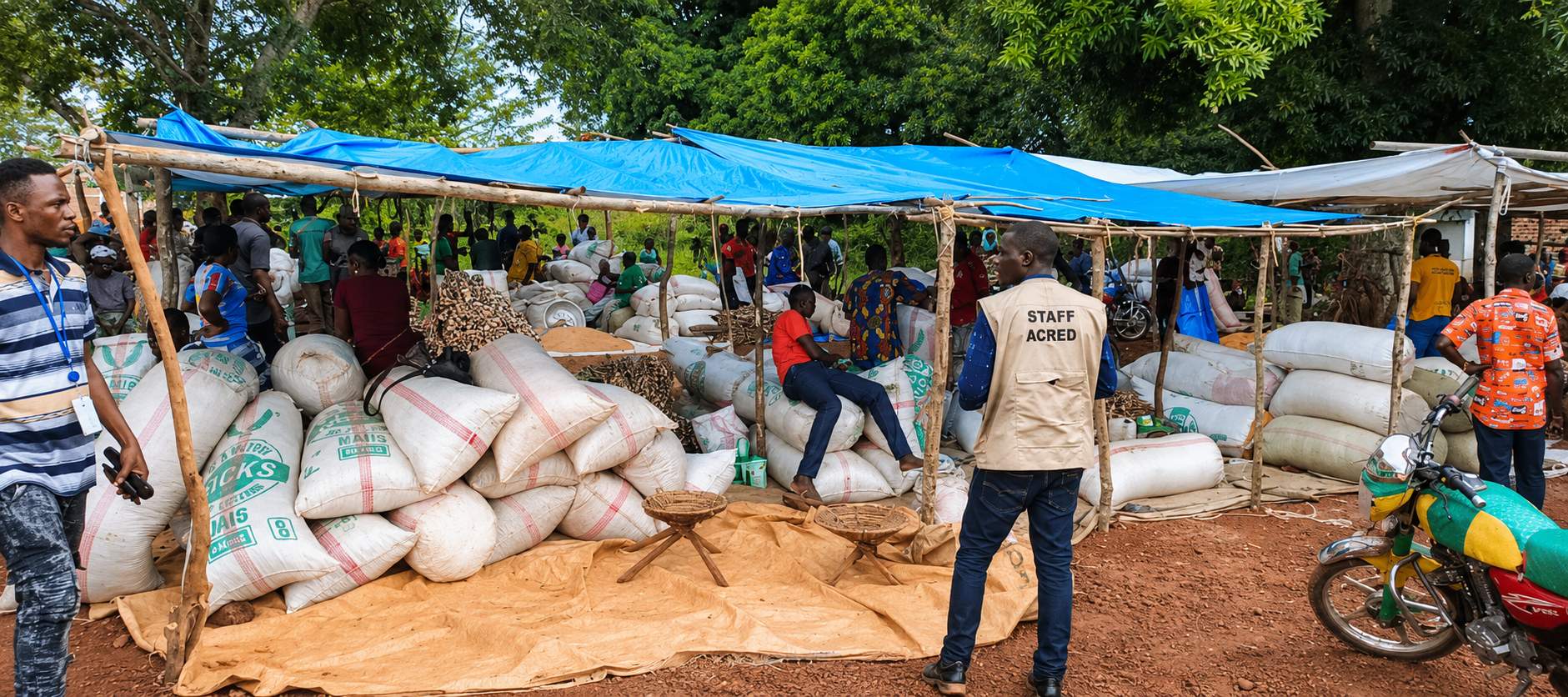 Foire de distribution de semences et d’animaux d’élevage à Zémio dans le cadre du projet CERF-FAO mis en œuvre par ACRED